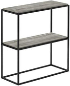 Furinno Moretti 2-Tier Metal Frame Storage Shelves, French Oak Grey - Image 4