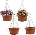 4 Pack 12 Inch Large Plastic Hanging Planters for Outdoor Plants by Svxtoby