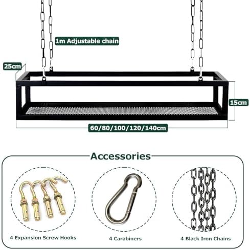 Ceiling Hanging Plant Shelf, Indoor Outdoor Flower Pot Stand, Floating Suspended Shelving Iron Frame for Bar Flower Shop Balcony Cafe Decoration(140x25x15cm) - Image 2