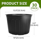 30 Pack 5 Gallon Plastic Nursery Pots,12.8 Inch Thickened Soft Plant Pots with Drainage Holes,Flower Planter Container for Seedlings Garden,Indoor and Outdoor - Image 2