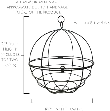 Large Wrought Iron Hanging Globe Planter – Amish Handmade Metal Sphere Plant Hanger for Indoor Outdoor Use – Clamshell Basket Style – Rustic Black Garden Patio Decor for Flowers, Ferns, Lanterns - Image 6