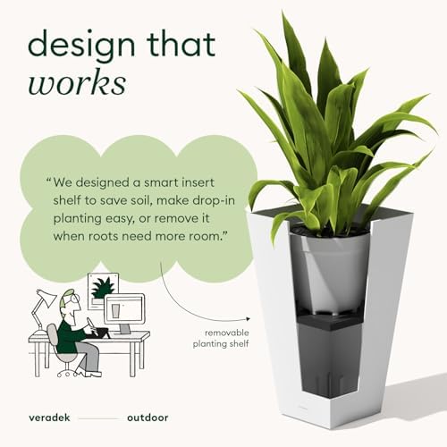 Veradek Pure Series Taper Planter - Tall Tapered Outdoor Planter with Shelf - Image 5