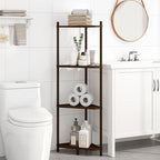 Wisuce Brown Small Corner Shelf Stand, 4-Tier Bamboo Corner Bookshelf - Image 7