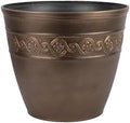 Corinthian Round Planter Pot w/Drainage, 10" Oil Rubbed Bronze by GROWSCAPE
