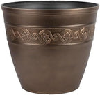 Corinthian Round Planter Pot w/Drainage, 10" Oil Rubbed Bronze by GROWSCAPE