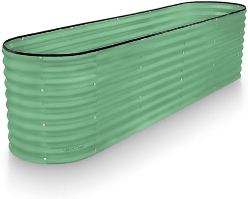 Plant & Plot Galvanized Raised Garden Beds Outdoor // 8×2×2 ft Planter Raised Beds for Gardening, Vegetables, Flowers // Large Metal Garden Box (Light Green) // Patented Tool-Free Design by PlantPlot