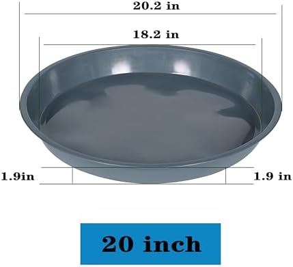 VUWEZ 6 Pack of 20 inch Plant Saucer (18 Inch Base), Plant Tray 20 Inch Round, Plant Saucers for Indoors, Plant Trays for Pots, Flower Pot Saucers, Pot Saucers for Planter 16-21" (20", Gray) - Image 2