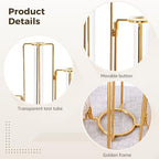 Gold Metal Propagation Vases for Plants, Five Linked Glass Test Tube Planter with Bendable Frame, Small Decorative Hydroponic Home Decor, Desk and Windowsill Display for Cuttings, Herbs, and Flowers - Image 3