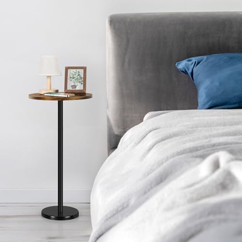 BTY Small Round Side Table Set of 2 Weighted Base End Table Cocktail Table Martini Table with Pedestal Accent for Small Spaces Bedroom Brown and Black - Image 6