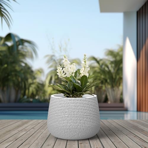 Kante Snow White Concrete Planter 17.3" Dia All-Weather Round Accent Pot - Image 3