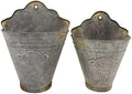 CVHOMEDECO. Farmhouse Galvanized Wall Planter Rustic Metal Flower Holder Wall Mount Flower pots for Garden and Wall Decor, Set of 2 by CVHOMEDECO