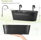 Dahey 15 Inches Railing Planter Box 4 Pcs Metal Hanging Flower Pots, Black - Image 2
