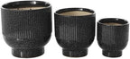 Deco 79 Ceramic Indoor Outdoor Planter Speckled Small Planter Pot with Linear Grooves and Tapered Bases, Set of 3 Planters 9", 8", 6"H, Black - Image 4