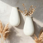 White Ceramic Wall Planters, Set of 2, 10.6 Inch, Flared Design by DOCFLVAS