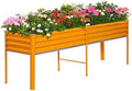 Land Guard Galvanized Raised Garden Bed with Legs, 96×24×32in Raised Garden Beds Outdoor with Drainage Holes, Planter Boxes Outdoor for Backyard, Patio, Balcony, 1200lb Capacity, Cream Yellow by LandGuard