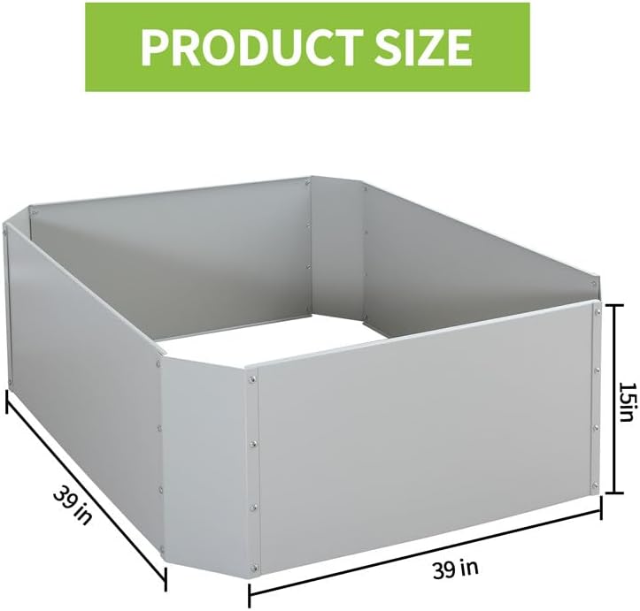 Galvanized Raised Garden Bed - Metal Raised Bed Garden Kit for Flower Planters, Vegetables Herb,3.25 * 3.25 * 1.25 FT,Gray - Image 2