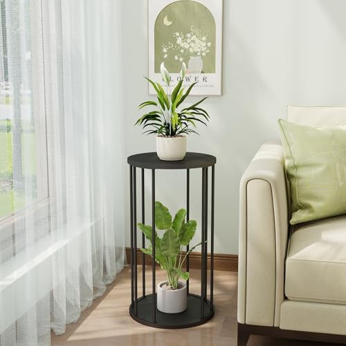 Plant Stand Indoor,small plant stool,Flower Pot Corner stand holder,Mid Century Heavy Duty Metal Tall Home Decor,Modern Round End Table,Small Rustic Display Stand for Living Room,Bedroom(Black,21In) - Image 2
