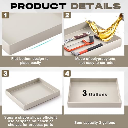 Maxdot 20 x 16 x 2.5 Inches Polypropylene Utility Tray Multifunctional Rectangular Plastic Containment Tray for Lab Kitchens Cosmetics Work Benches Shelf Use - Image 3