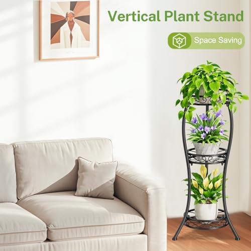 iDavosic.ly 3 Tier Metal Plant Stand Outdoor Indoor, 34 Inch Tall, Black - Image 6