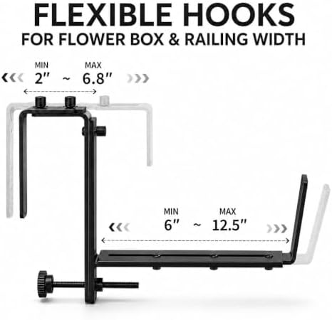 Y&M 4 Pack Window Box Brackets, Adjustable Railing Planter Box Brackets - Image 2