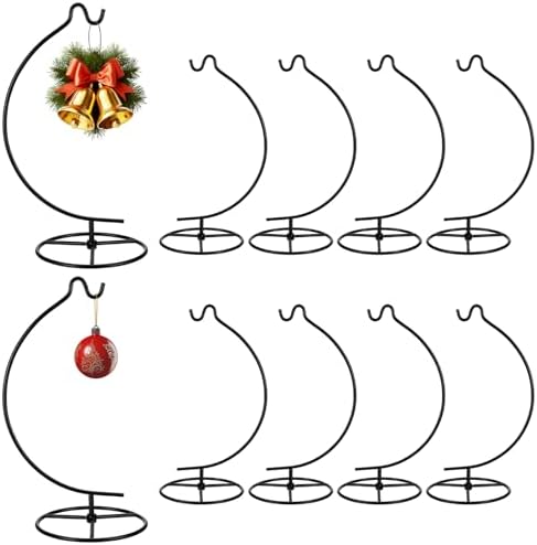 10 Pack Ornament Display Stands, 10.8" Height Metal Hanger Holder for Air Plants, Terrariums, Glass Globes, Crystal Balls - Christmas Wedding Home Office Decor (Black) by Unknown