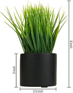MyGift Tabletop Artificial Grass Plants Decorative Faux Greenery Plant Potted in Modern Cylindrical Black Cement Pots, Set of 2 - Image 5
