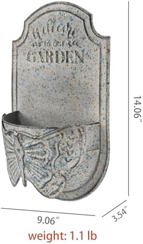 Rustic Metal Wall Planter with Butterfly Design, Welcome to Our Garden Hanging Flower Pot for Outdoor Indoor Decor, Vintage Galvanized Plant Holder for Patio, Porch, Garden - Image 6