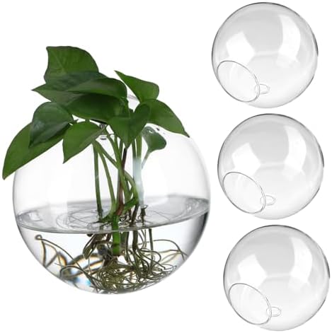 Generic 4pcs Glass Wall Planters for Indoor Plants Decorative Hanging Terrarium Globes Water Holder for Propagation Station and Home Wall Decor by Unknown