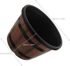 Whiskey Barrel Planter with Saucer, 11.8x8.3 Inch Plastic Flower Pot - Image 2