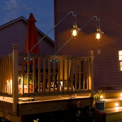 ERYTLLY 2 Packs Extended Rail Hook Fence Deck Bird Feeder Hook 360 Degree Rotary and Length Adjustable Plant Bracket for Feeders, Planters, Suet Baskets, Lanterns, Wind Chimes and More - Image 3