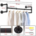 Wall Mounted Clothes Rack - 54" Industrial Pipe Clothing Garment Rack, Space-Saving Heavy Duty Detachable Black Iron Clothes Hanger Pole, Multi-Purpose Hanging Rod for Closet Storage, 4 Base - Image 5