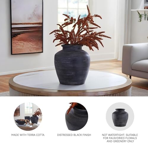 Signature Design by Ashley Meadie Large Distressed Black Terra Cotta Vase - Image 3