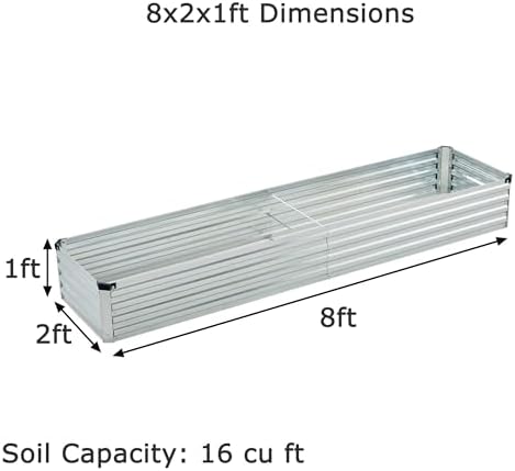 Foxlang 8x2x1ft(2 Pack) Galvanized Raised Garden Bed,Outdoor Planter Box Metal Patio Kit Planting Bed for Vegetables Flowers Herb,Silver - Image 2