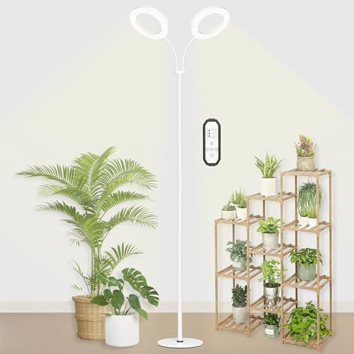 Grow Light for Indoor Plants, Full Spectrum LED Tall Plant Lights with Timer, Standing Floor Growing Lamp, Height Adjustable for Large Plants (White, 40w) by Geciliaoran