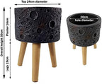 Leaf Large Planters Plant Pots, Fibreglass, 35cm Lunar Black - Image 6