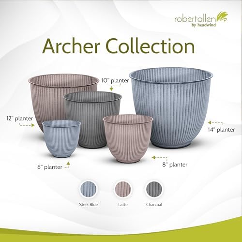 Headwind Robert Allen Natural Ironstone Decorative Planter, Archer Collection, Steel Blue, 8-inch - Image 4