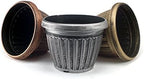 Rustic Flowerpot 12" Planter, Set of 2 Pots and 2 Saucers (4 Pieces) for Garden Patio Office Ornaments Home Décor Long Lasting Reusable Light Weight (Gold-L) - Image 4