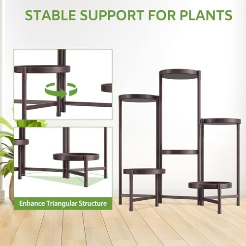 iDavosic.ly 6 Tier Large Plant Stand Indoor Outdoor, 10 Inch Tray, Bronze - Image 6