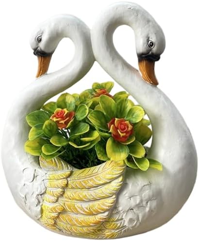 White Resin Flower Container Garden Decor, Outdoor with Pastoral Patio and Balcony, Lightweight Lasting Craft Ornament(Model B) by Unknown