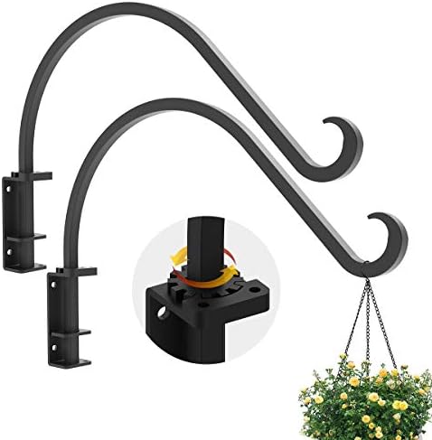 Swivel Plant Hanger for Hanging Plant, Plant Hanging Holder,Heavy Duty Black Iron Plant Hanger Brackets for Hanging Planters and Flowers Baskets Planter Outdoor (2 Pcs-16 Inches) by Foozet