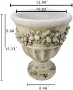 16.33" Tall Rustic Urn Planter, 12.99" W x 12.99" D Magnesium Oxide Outdoor Pedestal Planter with Drainage Hole, Rust Finish Garden Urn for Patio, Porch and Entryway Decor - Image 3