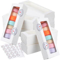 100 Pack White Macaron Boxes with Clear Window, Pastry Boxes with 100 Pcs Stickers, Packaging for 6-10 Macarons, Cookies, Truffles, Wedding DIY Gift Giving, 8x3x2 Inches by Unknown