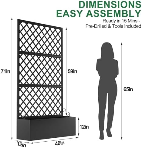 Metal Raised Garden Bed with Trellis, 40 x 12 x 71 Inches, Diamond - Image 7