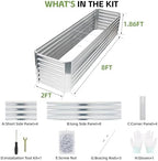 Raised Garden Bed, 8x2x2ft, Silver - Image 2