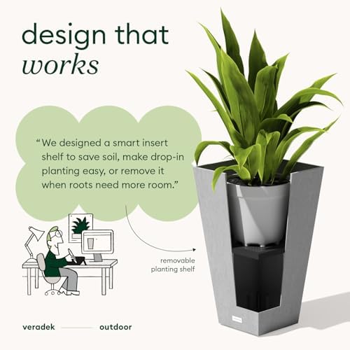 Veradek Pure Series Taper Planter - Tall Tapered Outdoor Planter with Shelf - Image 5