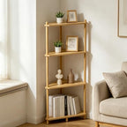 Corner Shelf Display Stand - Bamboo 4 Tier Tall Corner Shelving Unit, Small Corner Bookshelf Wood Corner Storage Shelf Plant Stand for Bathroom, Bedroom, Office, Kitchen, Living Room Decor - Image 3