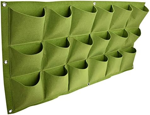 Tnfeeon Vertical Wall Garden Planter, Felt Hanging Plant Pocket with 18 Pockets, Breathable Auto Drainage, Lightweight Reusable Grow Bag for Indoor Outdoor Balcony Flower Vegetable - Image 2