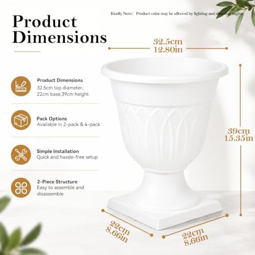 Resin Round Urn Planter 39cm Tall for Porch, Garden, Indoor & Outdoor - Image 2