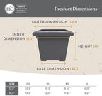 The HC Companies Accent Square Plant Pot, 15.5 Inch, Warm Gray, 2-Pack - Image 5