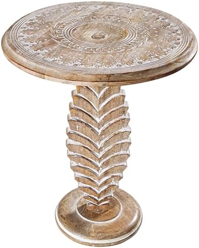 End Table 18x22", Solid Wood Drink Table, Hand Carved Accent Table by TheWoodenTown